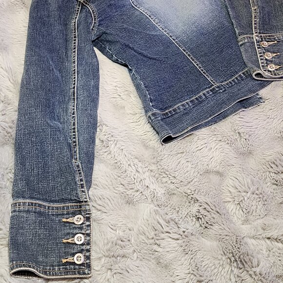 Womens Live a Little cropped denim jacket - Picture 7 of 7